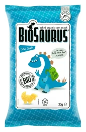 Chrupki kukurydziane Dinozaury o smaku z solą morską BIO 30 g Biosaurus